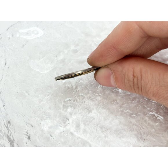 Damascene Black Tear Drop Gold Butterfly & Floral Vintage Pendant Necklace - 18" - Picture 5 of 8